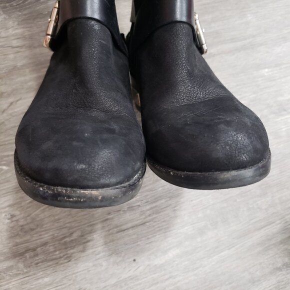 Vince Camuto Black Nubuk Leather Harness Boots 6.5 - Picture 8 of 10